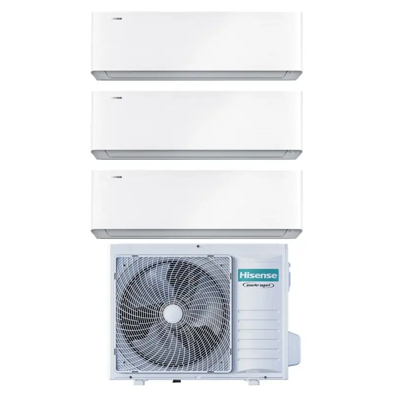 Prezzo conveniente | Hisense ENERGY PRO X R32 Climatizzatore a parete trial split inverter Wi-Fi bianco | unità esterna 6.3 kW unità interne 9000+9000+9000 BTU