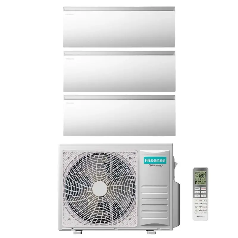 Qualità garantita - Hisense AIR MASTER Climatizzatore a parete trial split inverter Wi-Fi bianco | unità esterna R32 6.3 kW unità interne 9000+9000+9000 BTU