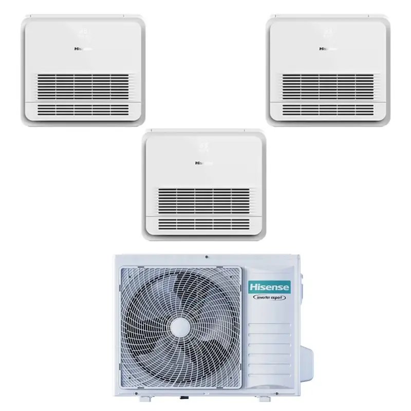 Hisense CONSOLE commerciale R32 Climatizzatore console da pavimento trial split inverter Wi-Fi bianco | unità esterna 6.3 kW unità interne 9000+9000+9000 BTU | Offerta imperdibile
