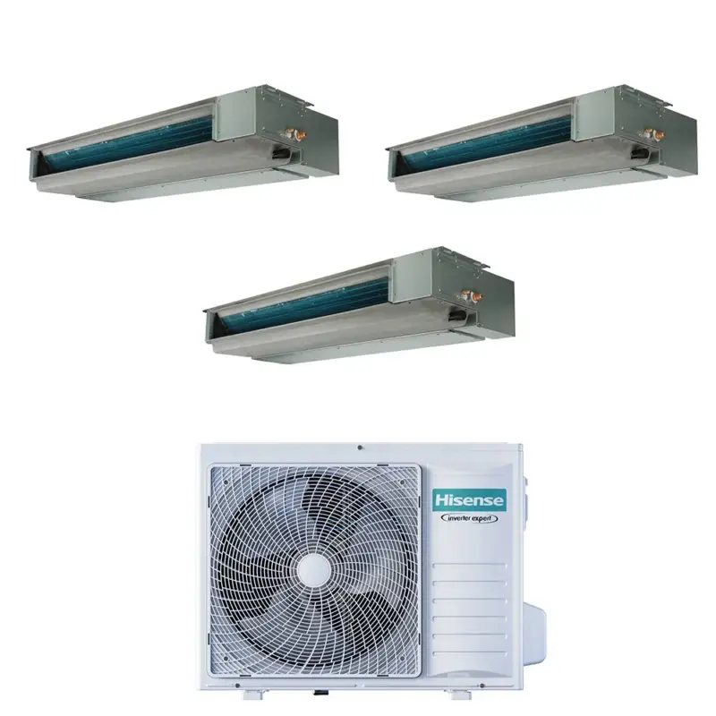 Occasione - Hisense CANALIZZABILE commerciale R32 Climatizzatore canalizzabile trial split inverter | unità esterna 6.3 kW unità interne 9000+9000+9000 BTU