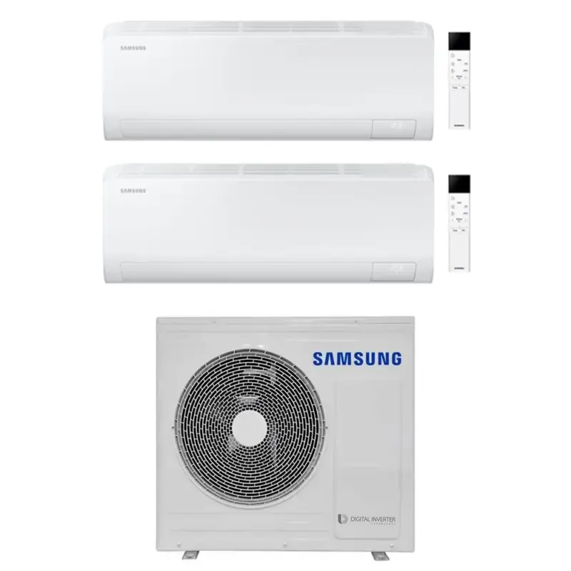 Prezzo basso | Samsung CEBU S2 Climatizzatore a parete dual split inverter Wi-Fi bianco | unità esterna R32 6.8 kW unità interne 7000+7000 BTU