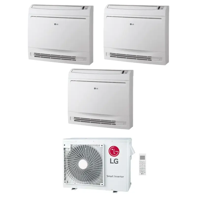 Acquista online - LG CONSOLE R32 Climatizzatore console da pavimento trial split inverter bianco | unità esterna 7 kW unità interne 9000+9000+9000 BTU
