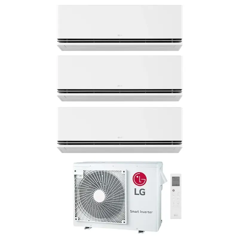LG DUALCOOL Deluxe AI Climatizzatore a parete trial split inverter Wi-Fi bianco | unità esterna R32 7 kW unità interne 9000+9000+9000 BTU | Risparmio extra