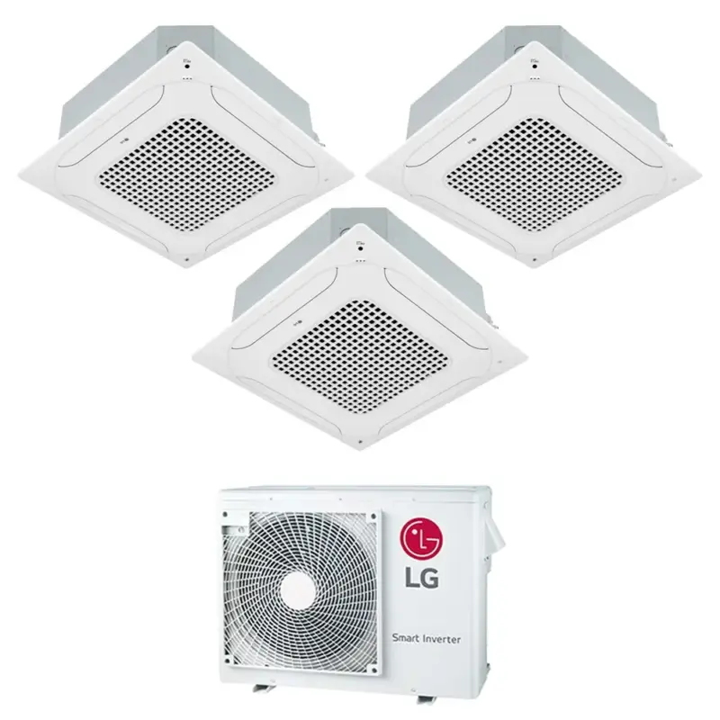 Offerta imperdibile | LG Cassetta 4 vie R32 Climatizzatore a cassetta trial split inverter bianco | unità esterna 7 kW unità interne 9000+9000+9000 BTU