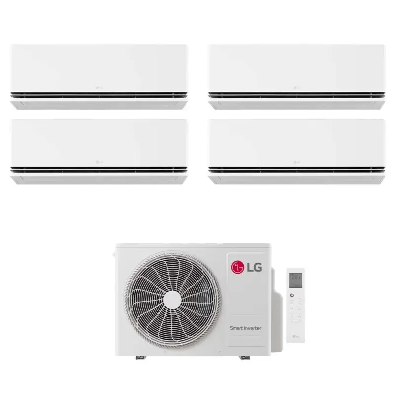 Grande offerta | LG DUALCOOL Deluxe Climatizzatore a parete quadri split inverter Wi-Fi bianco | unità esterna R32 7 kW unità interne 9000+9000+9000+9000 BTU