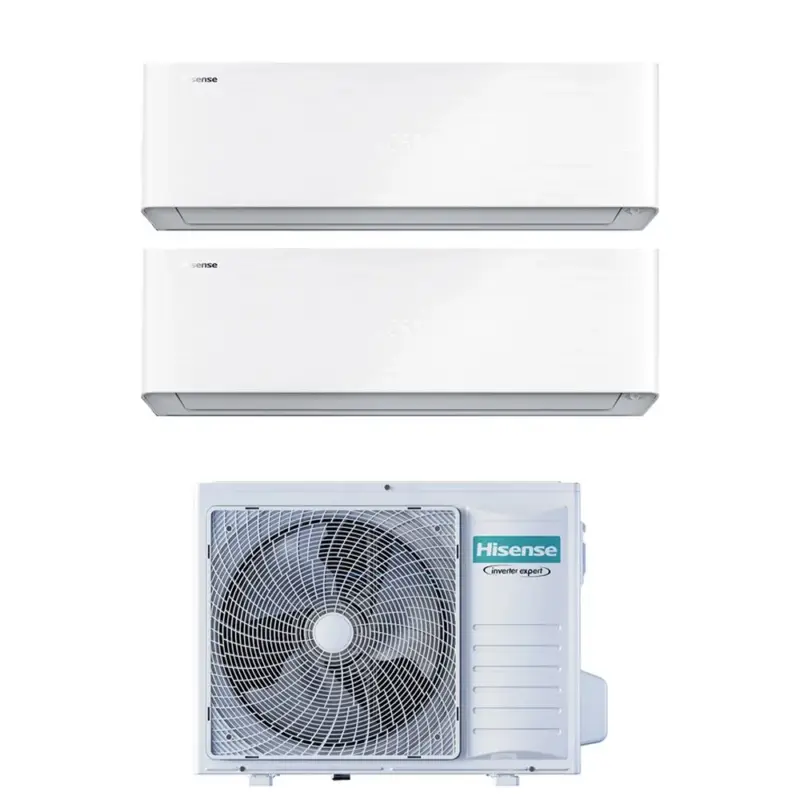 Buon prezzo | Hisense ENERGY PRO X Climatizzatore a parete dual split inverter Wi-Fi bianco | unità esterna R32 8 kW unità interne 9000+18000 BTU