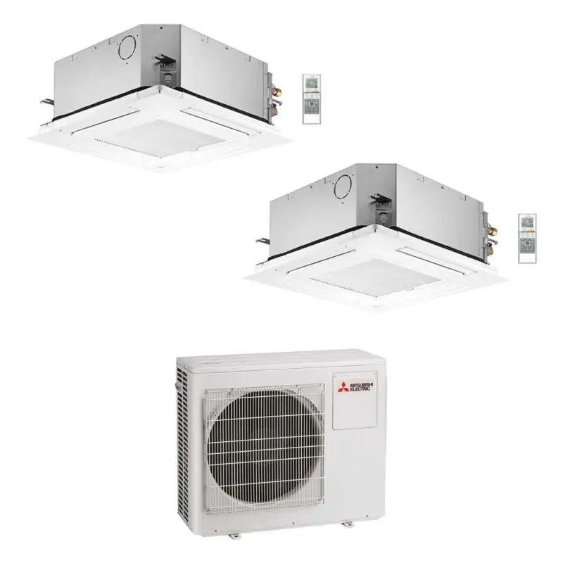 Affare | Mitsubishi SLZ-M Cassetta a 4 vie R32 Climatizzatore a cassetta dual split inverter | unità esterna 8 kW unità interne 9000+9000 BTU