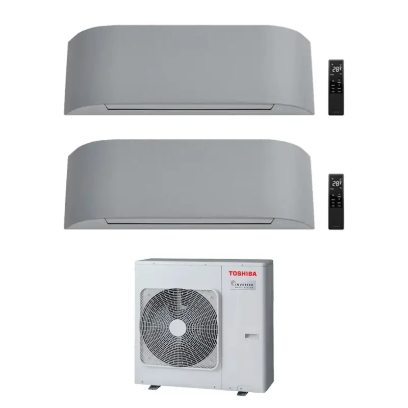 Ultime disponibilità | Toshiba HAORI Climatizzatore a parete dual split inverter Wi-Fi light grey | unità esterna R32 8 kW unità interne 7000+13000 BTU
