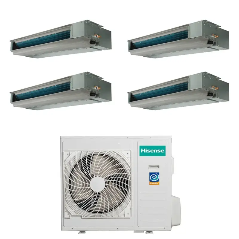 Hisense CANALIZZABILE commerciale R32 Climatizzatore canalizzabile quadri split inverter | unità esterna 8 kW unità interne 9000+9000+9000+9000 BTU | Molto richiesto