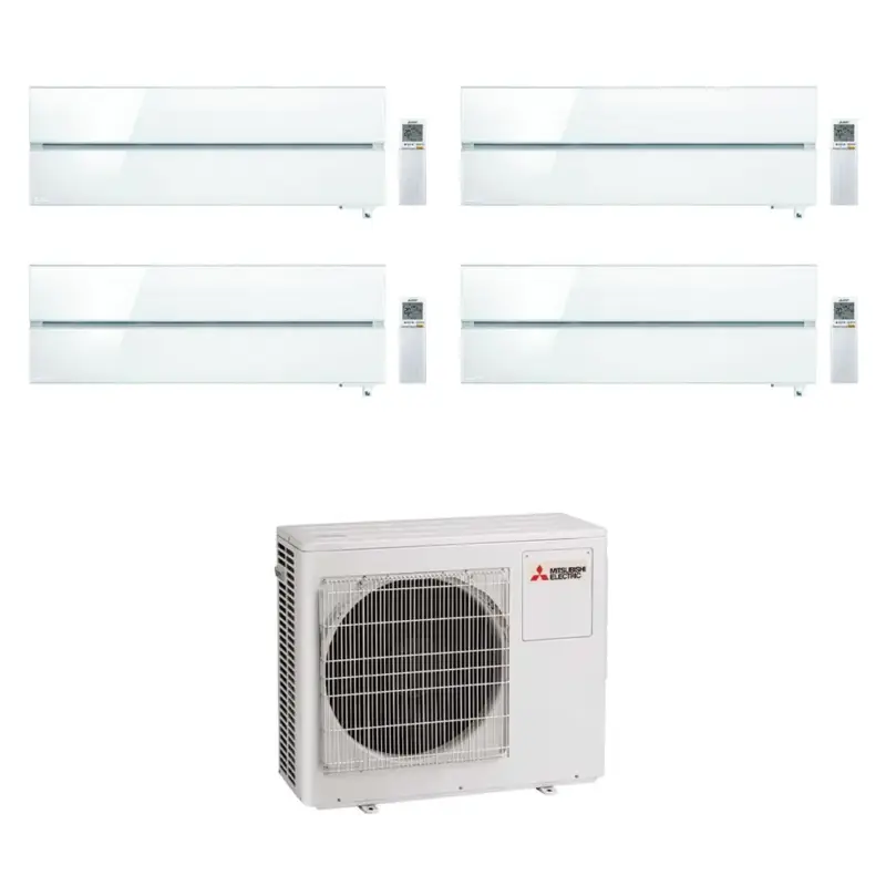 Ultimi pezzi - Mitsubishi MSZ-LN Kirigamine Style R32 Climatizzatore a parete quadri split inverter Wi-Fi bianco | unità esterna 8 kW unità interne 9000+9000+9000+9000 BTU