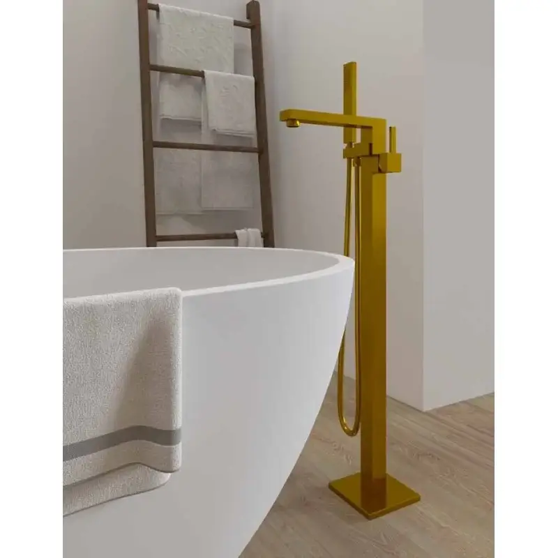 Miscelatore "MILANO" oro spazzolato a pavimento per vasche free standing - Qualità professionale