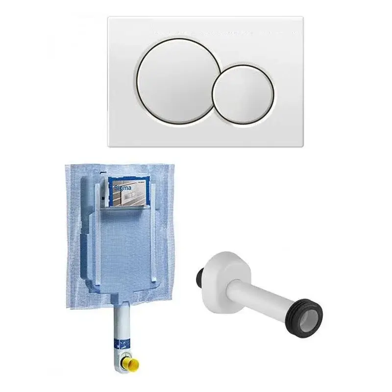 GEBERIT CASSETTA SCARICO INCASSO WC UNICA+ PLACCA SIGMA 01 BIANCA E CANOTTO - Non perdere l'occasione