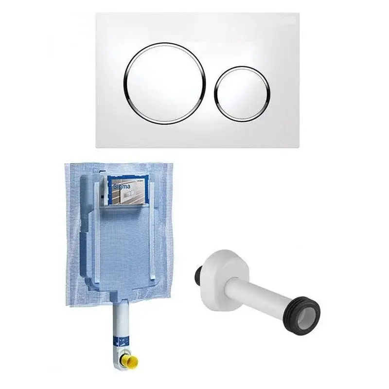 Offerta lampo - GEBERIT CASSETTA SCARICO INCASSO WC UNICA+ PLACCA SIGMA 20 BIANCO/CROMATO/BIANCO + CANOTTO