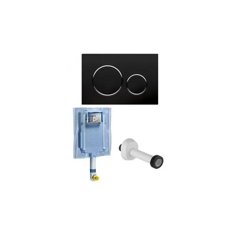 GEBERIT CASSETTA SCARICO INCASSO WC UNICA+ PLACCA SIGMA 20 NERA/CROMATA/NERA + CANOTTO - Alta qualità