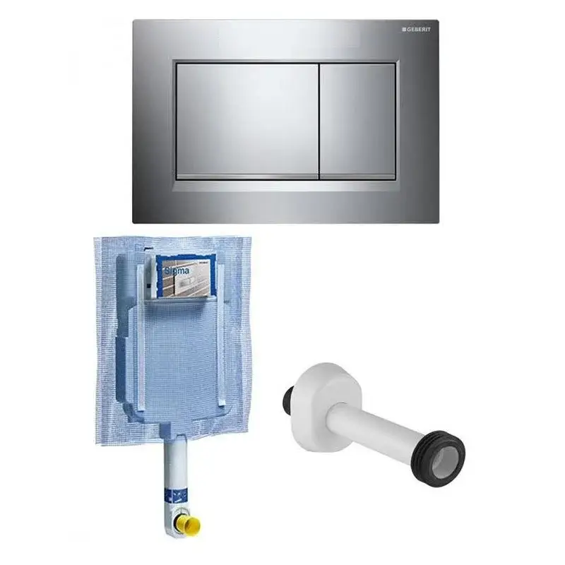 Più venduto - GEBERIT CASSETTA SCARICO INCASSO WC UNICA+ PLACCA SIGMA 30 CROMATA/SATINATA/CROMATA + CANOTTO