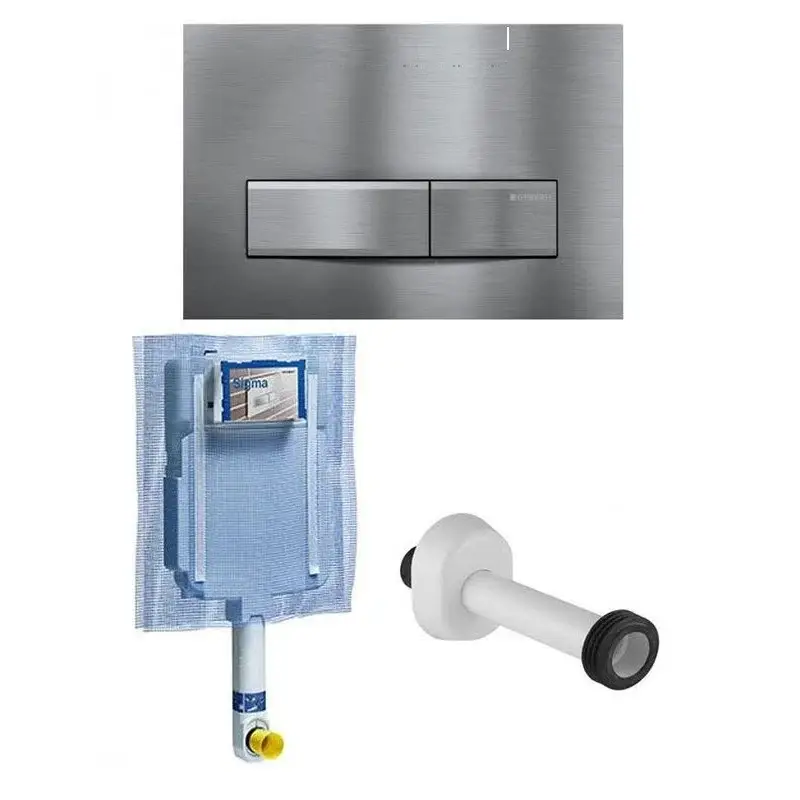 GEBERIT CASSETTA SCARICO INCASSO WC UNICA+ PLACCA SIGMA 50 CROMATA SPAZZOLATA + CANOTTO - Compra online