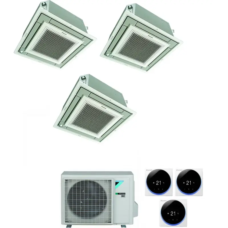 Offerta limitata | CONDIZIONATORE DAIKIN TRIAL SPLIT CASSETTA 4 VIE FULLY FLAT 9000+9000+9000 BTU INVERTER COMANDO A FILO E GRIGLIA 3MXM52A A+++