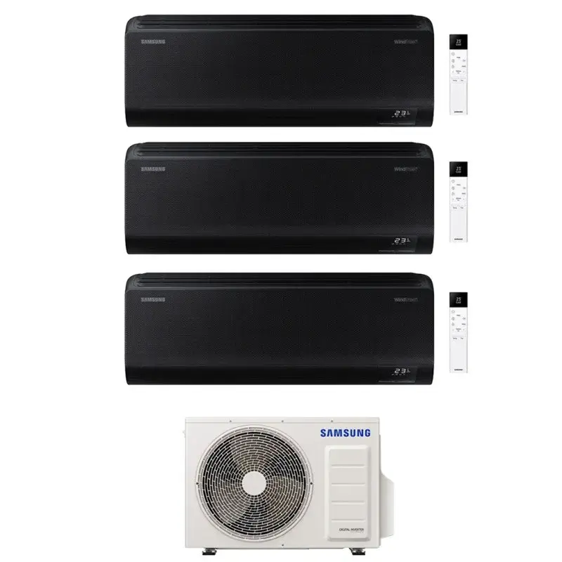 CONDIZIONATORE SAMSUNG TRIAL SPLIT WINDFREE BLACK 7000+7000+9000 BTU WIFI INVERTER AJ068TXJ3KG/EU A++ | Solo oggi