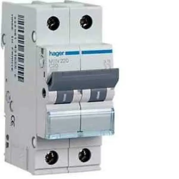 HAGER INTERRUTTORE AUTOMATICO 1P+N 20A 4.5KA C 2 MODULI MYN520 - Pochi pezzi rimasti