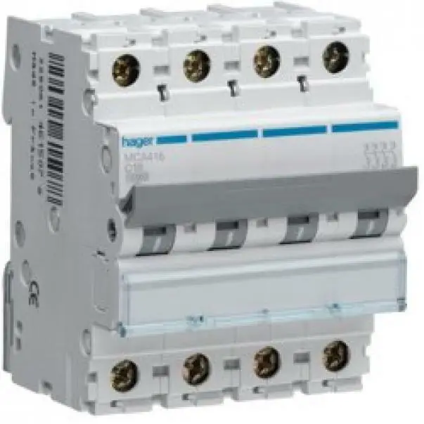 HAGER INTERRUTTORE AUTOMATICO DI COMANDO E PROTEZIONE 4 POLI 16A 6 KA C 4 MODULI MCA416 | Nuovo in catalogo