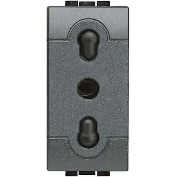 Affrettati - BTICINO PRESA BIPASSO 2P 10 16A 250 VAC ALVEOLI SCHERMATI ANTRACITE L4180