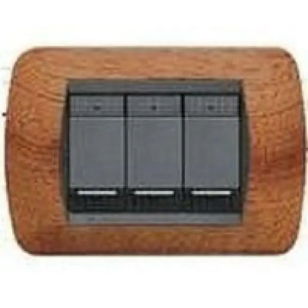 Grande affare - BTICINO PLACCA 3 POSTI LEGNO MOGANO LIVING INTERNATIONAL L4803LMG