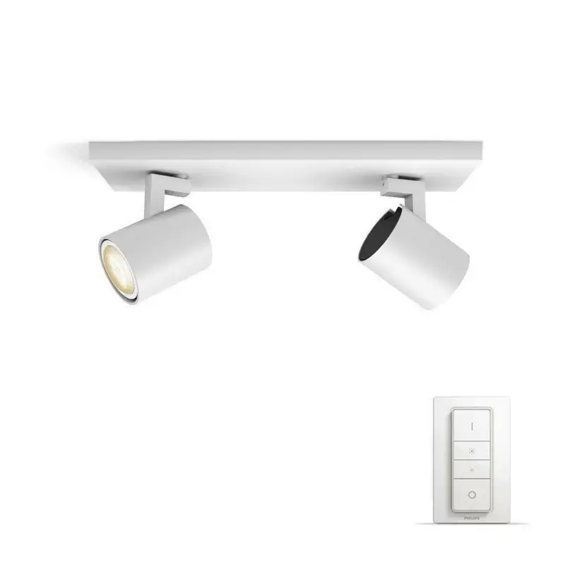 PHILIPS LIGHTING RUNNER HUE WHITE AMBIENCE FARETTO LED CONNESSO 2 PUNTI LUCE CON DIMMER SWITCH ATTACCO GU10 BIANCO 5309231P7 - Affrettati