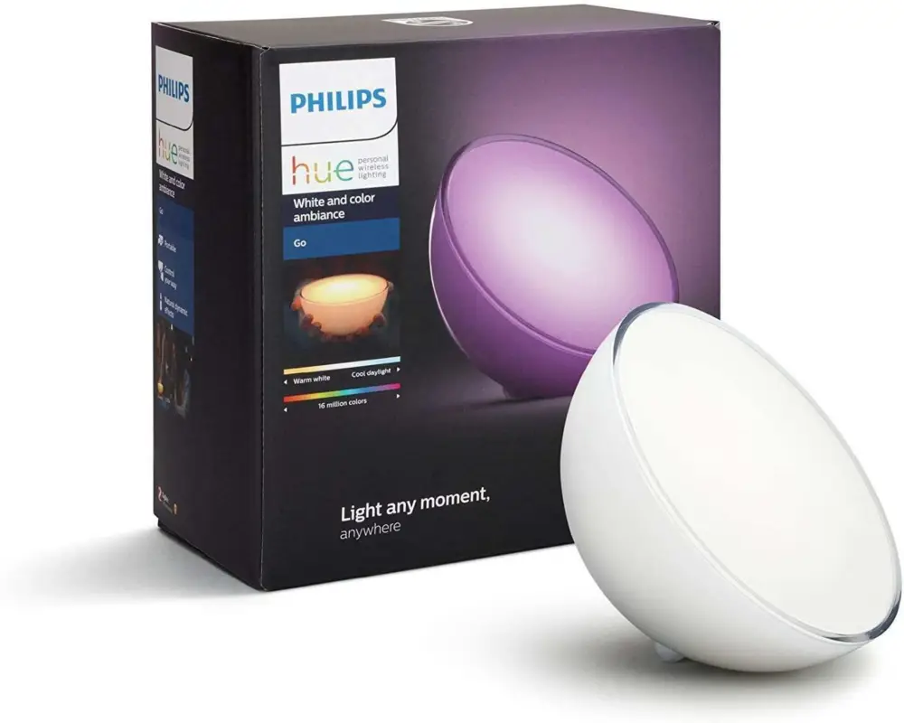 Disponibile ora - PHILIPS HUE GO LAMPADA WIRELESS WHITE AND COLOR AMBIANCE, LAMPADA PORTATILE CONNESSA, ZIGBEE + BLUETOOTH, BIANCO 7602031P7