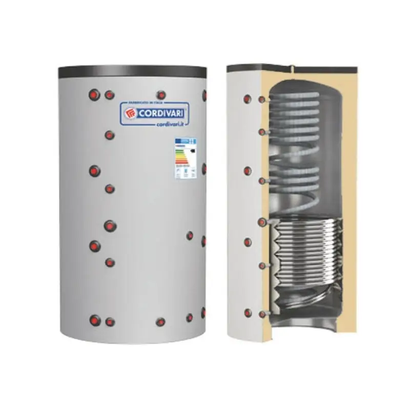 Affrettati | Cordivari Termoaccumulatore Eco Combi 2 VC 1500 L con 1 Scambiatore Corrugato e 1 Fisso Coibentazione Morbida Smontabile
