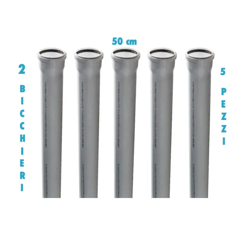 Svendita - Tubo polipropilene 50 cm 2 bicchieri ad innesto ( 5 PEZZI ) diametro 40 mm