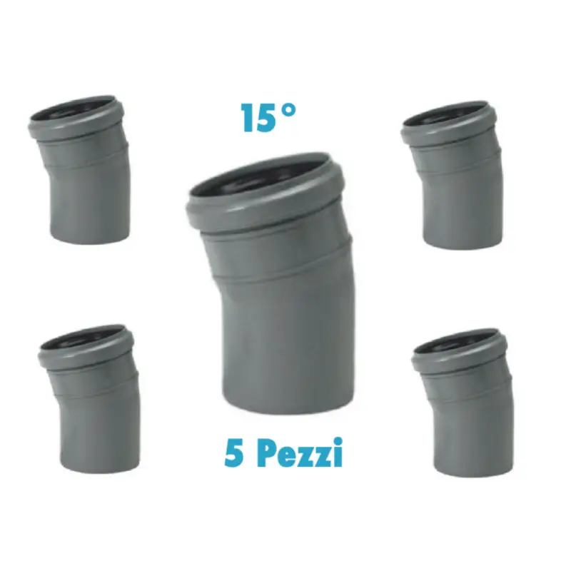 Solo pochi pezzi - Curve 15° ( 5 PEZZI ) polipropilene diametro 32 mm innesto