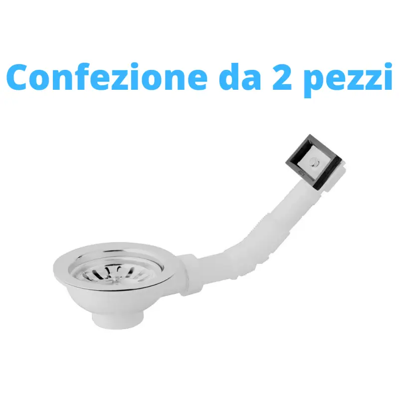 Bonomini Piletta Basket in PVC per lavelli con troppo pieno QUADRO - 1"1/2 x Diam. 90 Confezione da due pezzi - Acquisto sicuro