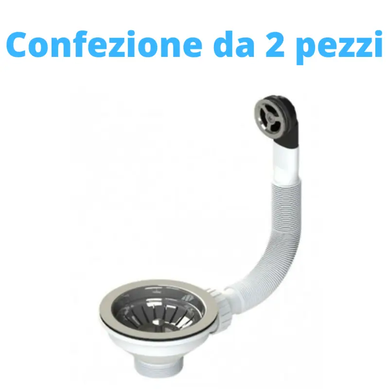 Bonomini Piletta Basket in PVC Bianca per lavelli con troppo pieno Tondo - 1"1/2 x Diam. 90 Confezione da due pezzi - Spedizione rapida
