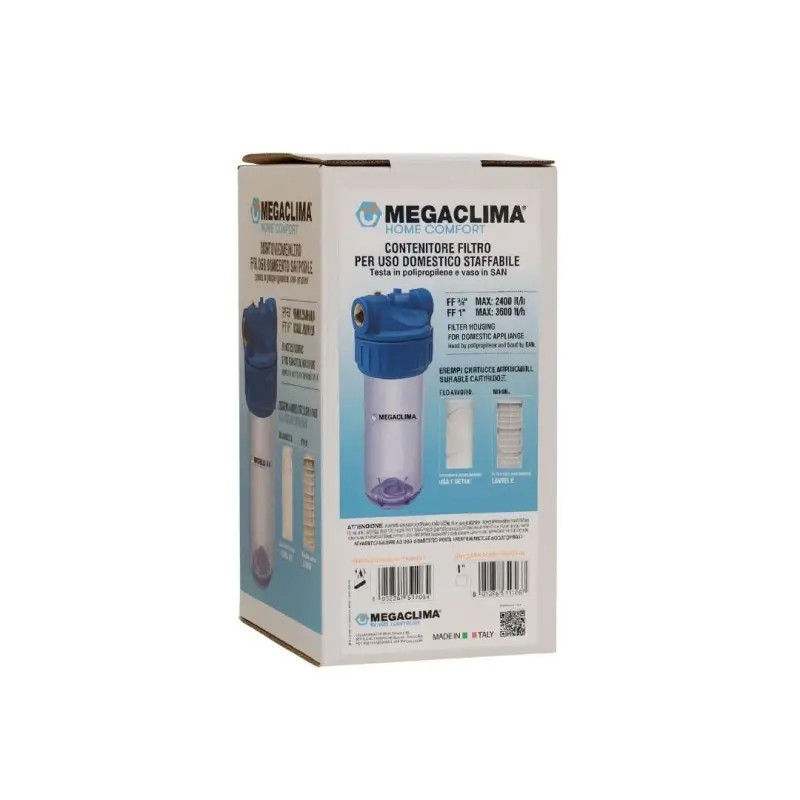 Offerta a tempo limitato | Megaclima By Euroacque Contenitore in Plastica Vuoto per Filtro 7" - 2 Vie con Attacchi 3/4″ Femmina - CFP00729QPR
