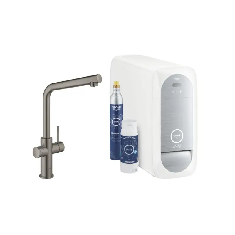 Ultime unità - Grohe Blue Home Rubinetto Multifunzione Bocca L WiFi Grigio Antracite Spazzolato Acqua Filtrata Naturale Frizzante - 31454AL1