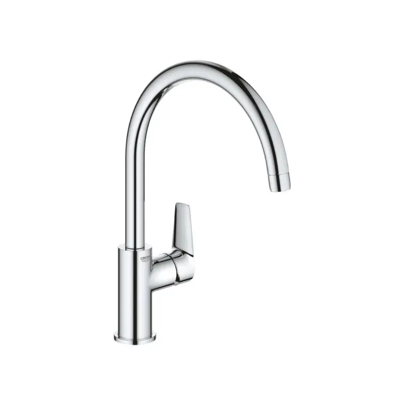 Alta qualità | Grohe Bauedge Miscelatore Rubinetto Bocca Alta C Girevole 360° Monocomando StarLight Cromo in Metallo per Lavello - 31367001