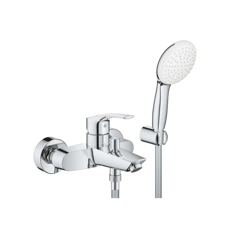 Grohe Eurosmart Set Miscelatore Monocomando Cromo Metallo Vasca Doccia + Manopola + Supporto a Parete + Flessibile - 25276003 | Novità in catalogo