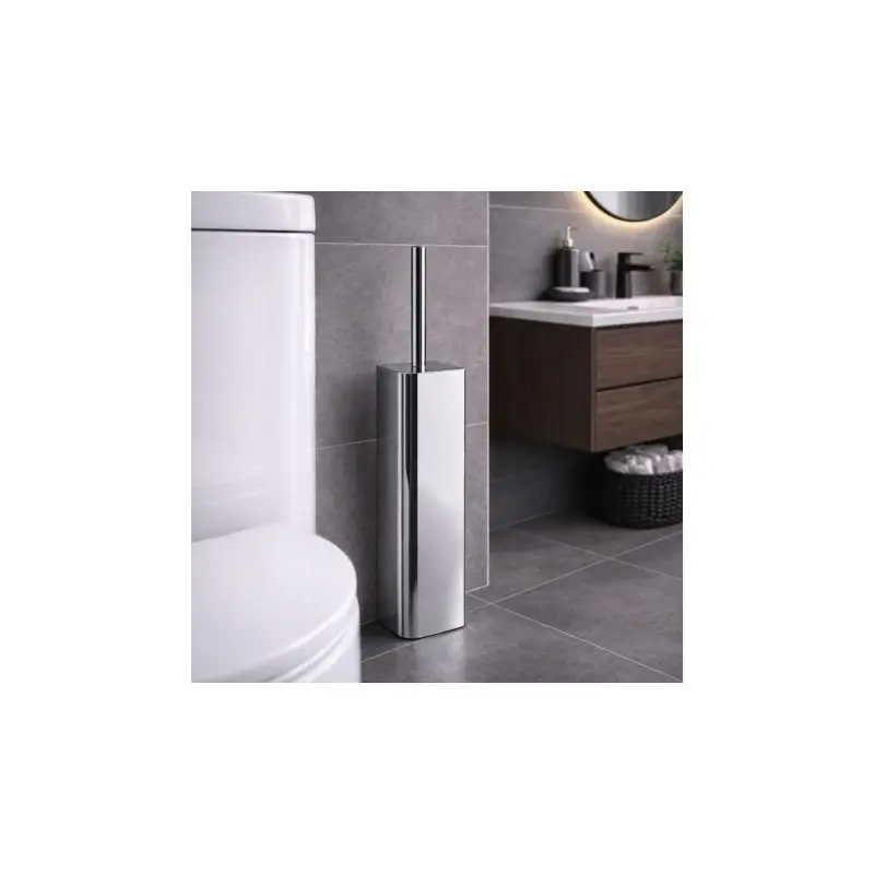 Gedy Porta Scopino in Acciaio Inox Cromato e Ciuffo in Setole Linea Tonga | Direttamente dalla fabbrica