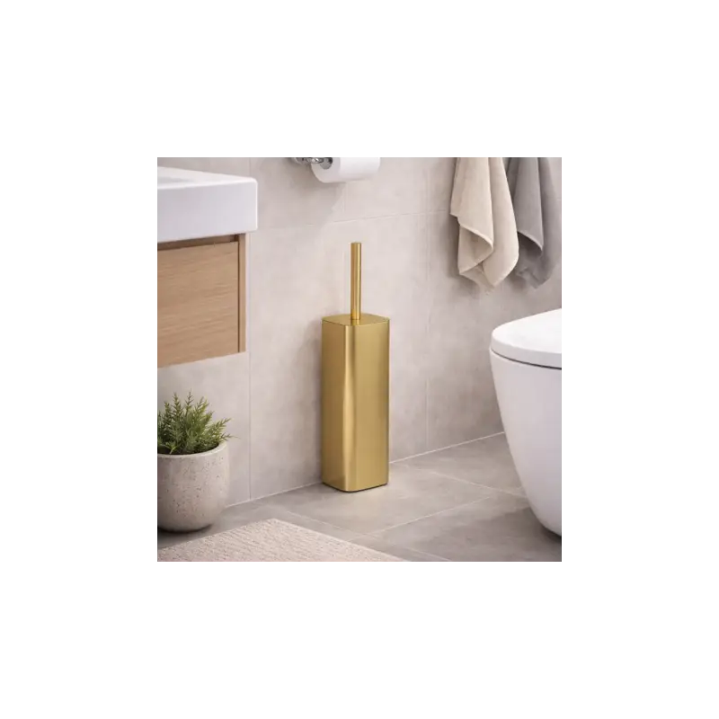 Super prezzo | Gedy Porta Scopino in Acciaio Inox Oro Matt e Ciuffo in Setole Linea Tonga