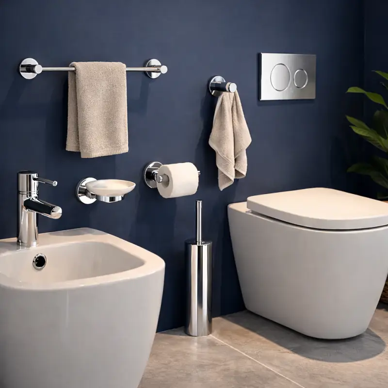Scorte in esaurimento - Gedy Set 5 Accessori a Muro in Acciaio Inox Cromato Linea Felce