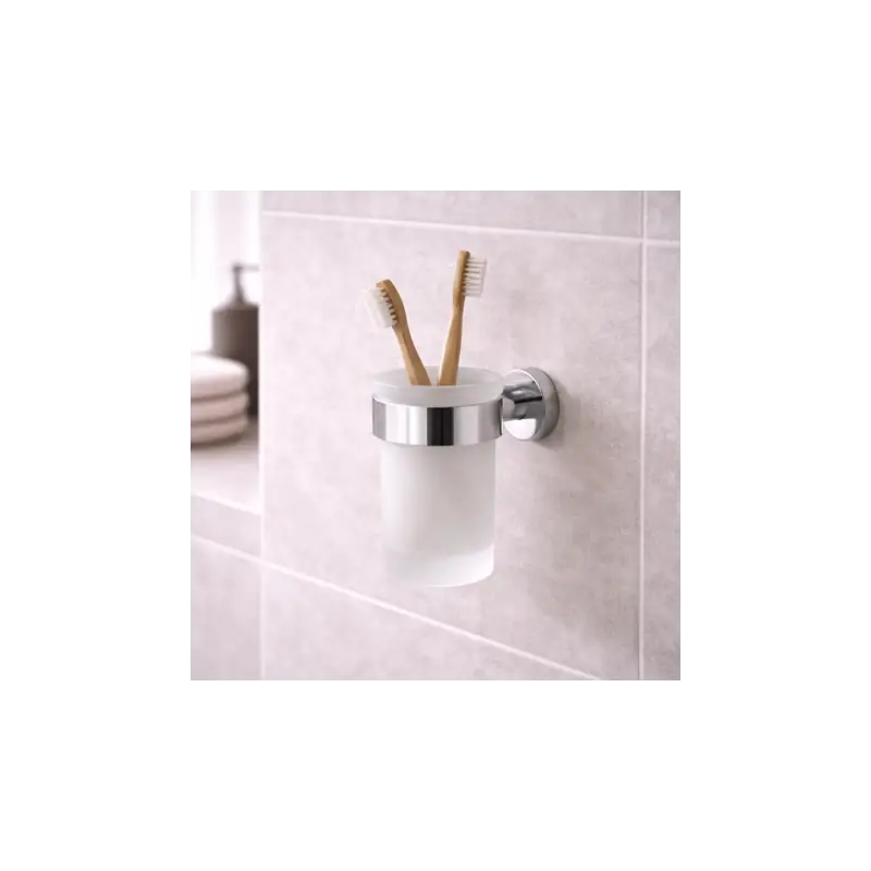 Prezzo conveniente | Gedy Porta Spazzolini in Vetro Satinato Cromato Linea Pirenei