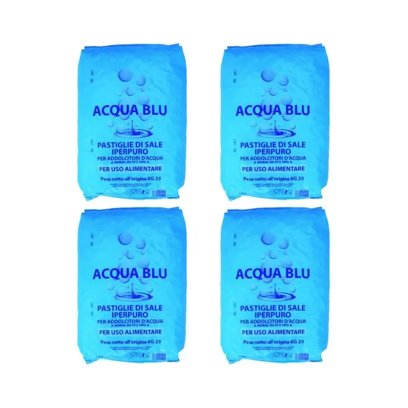 4pz. Confezione di Sale da 25 kg Pastiglie Acqua Blu per Addolcitori | Top vendite