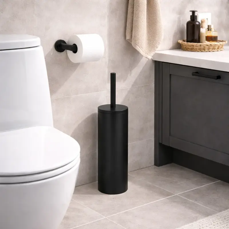Gedy Portascopino d'appoggio in Acciaio Inox Nero Matt Linea Flip | Sconto speciale