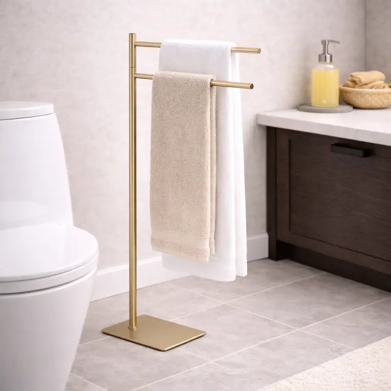 Solo questa settimana | Gedy Piantana Portasalviette in Acciaio Inox Oro Spazzolato Linea Trilly