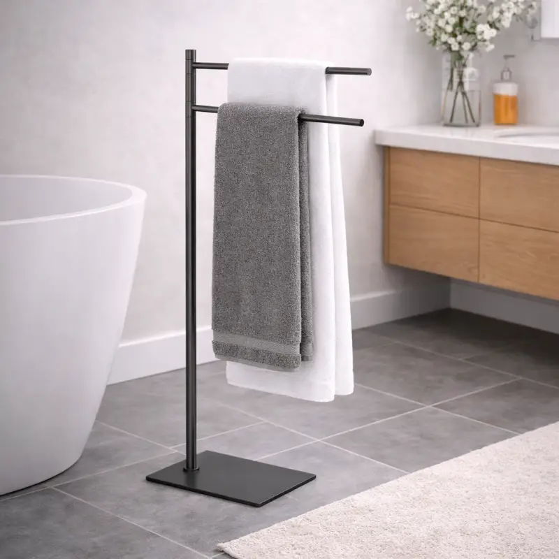 Gedy Piantana Portasalviette in Acciaio Inox Gun Metal Linea Trilly - Alta qualità