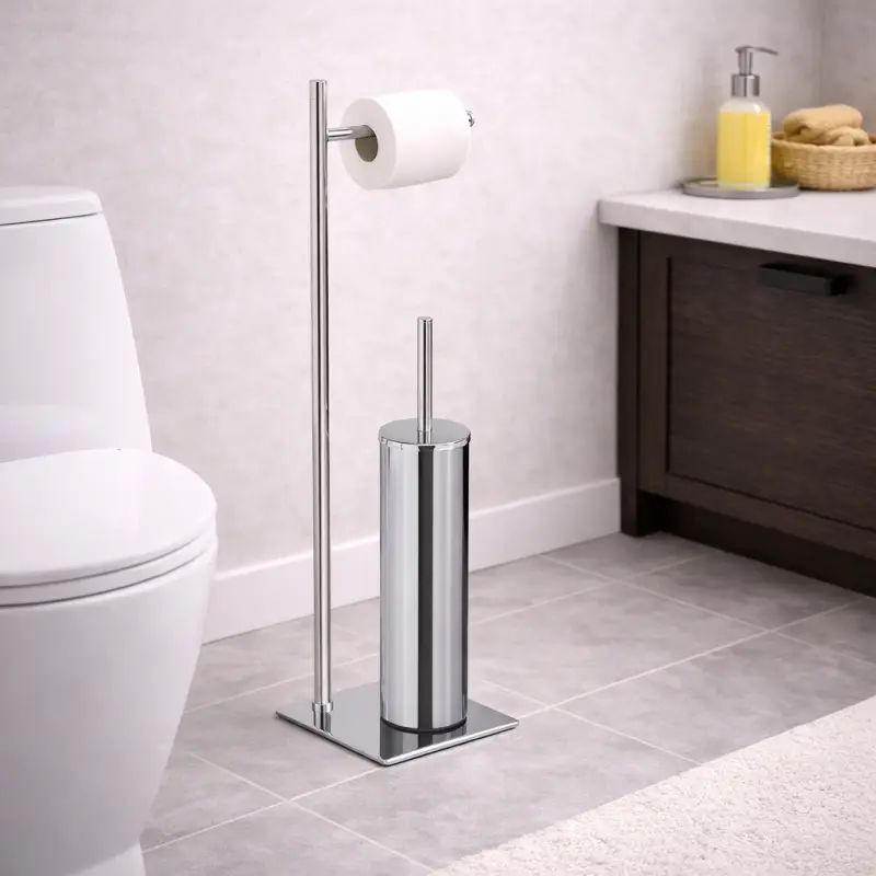 Gedy Piantana Portarotolo e Scopino in Acciaio Inox Cromato Linea Trilly | Grande affare