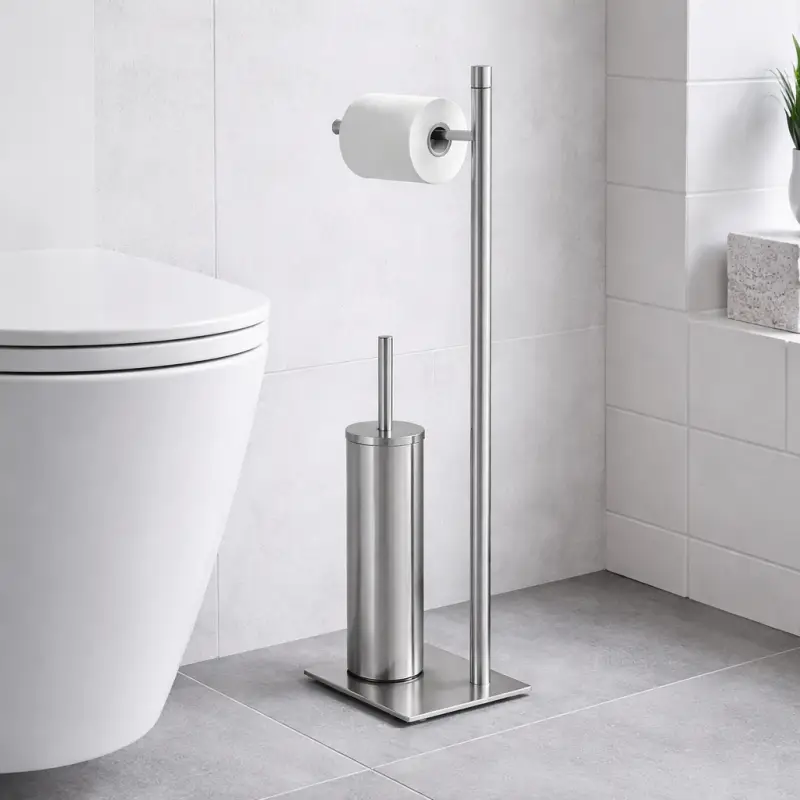 Gedy Piantana Portarotolo e Scopino in Acciaio Inox Spazzolato Linea Trilly | Offerta lampo