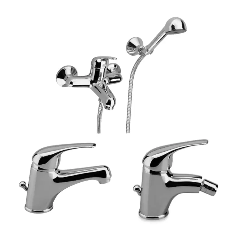Gs Rubinetterie Set Miscelatore Monocomando per Lavabo + Bidet + Vasca Monoforo a Parete Serie Ecoline | Quantità limitata