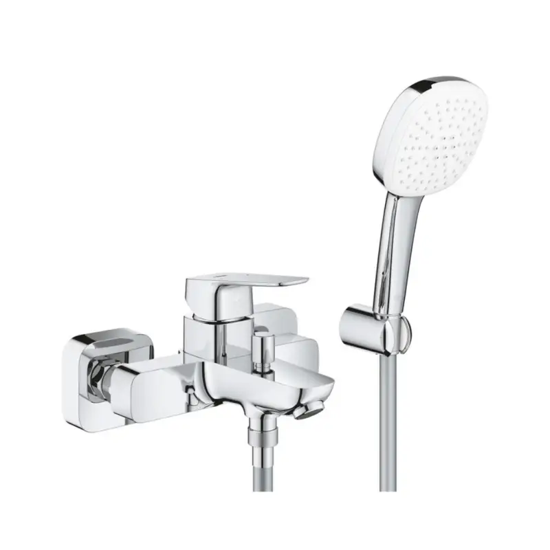 Outlet | Grohe Cubeo Rubinetto/Miscelatore Monocomando per Vasca-Doccia Con Set Supporto Doccia Cromo - 1018140000