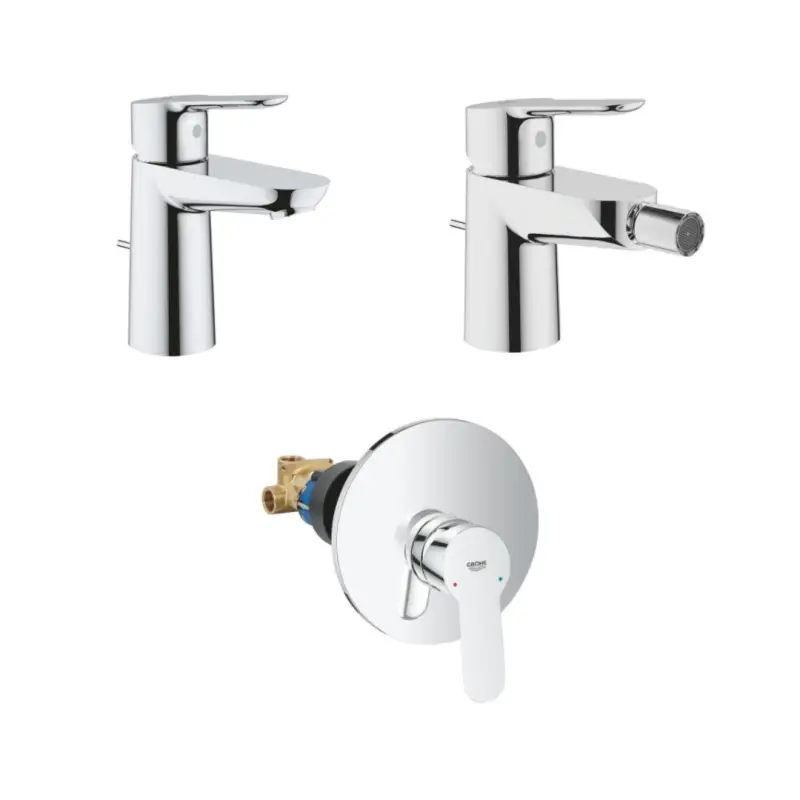 Reso semplice | Grohe Bauedge Set Miscelatori Monocomando Cromo in Metallo per Lavabo Bidet e Doccia